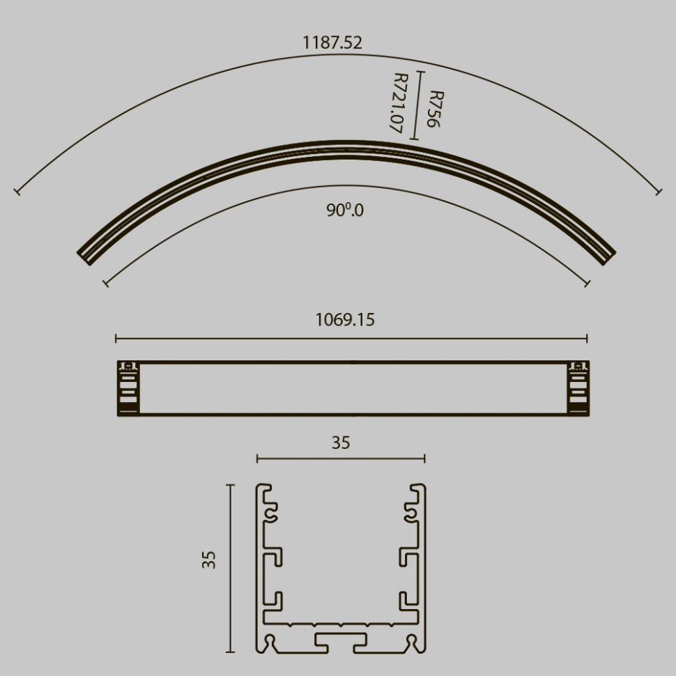 Радиусный профиль Maytoni Led strip ALM-3535R-B-IN-90°-1.5M