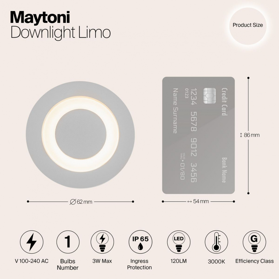 Встраиваемый светодиодный светильник Maytoni Limo O037-L3W3K