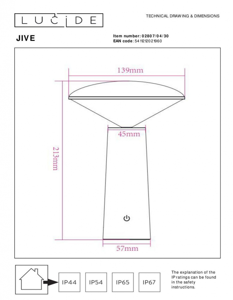 Уличный светильник Lucide Jive 02807/04/30
