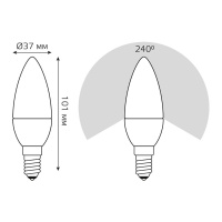 Лампа светодиодная Gauss E14 10W 6500K свеча матовая 33130