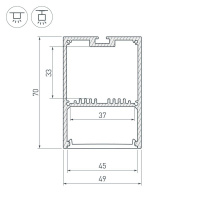 Профиль с экраном Arlight SL-LINE-4970-2500 WHITE+OPAL 036305